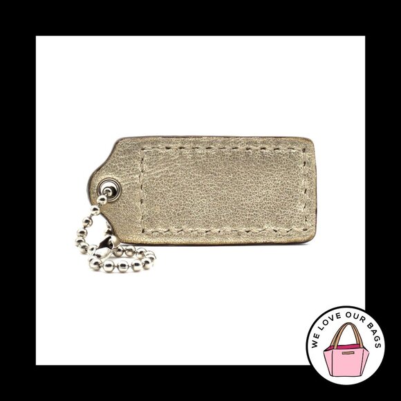 2" Medium COACH Chalk White Gold Leather Nickel Fob Bag Charm Keychain Hang Tag - Picture 2 of 2